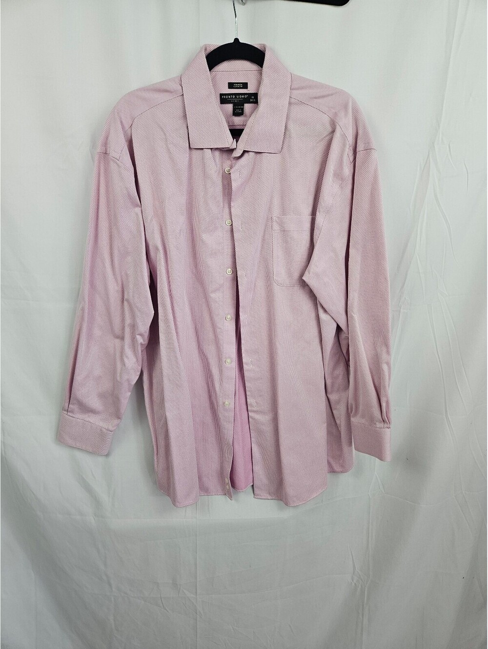 Pronto Uomo Men's Classic Fit Non-Iron Pink Dress Shirt Size